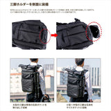 カメラバッグHG 2気室構造の大容量ロールトップカメラリュック ブラック迷彩 ブラック迷彩